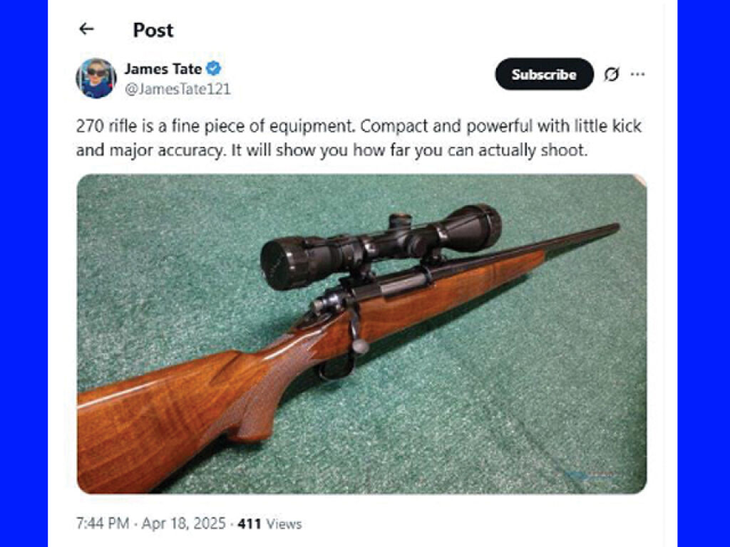 The post on his X page.